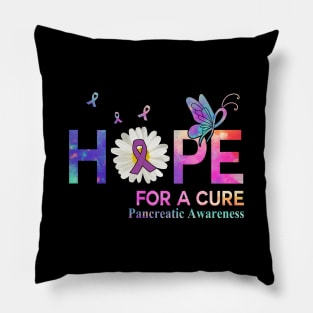 Hope For A Cure  Butterfly Flower Pancreatic cancer Pillow