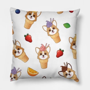 Corgi Ice Cream Pattern Pillow