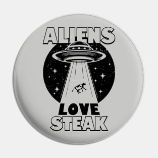 Funny Retro Vintage Alien UFO Steak Cow Abduction Meme Pin