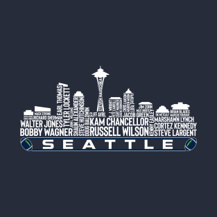 Seattle Football Team All Time Legends, Seattle City Skyline T-Shirt