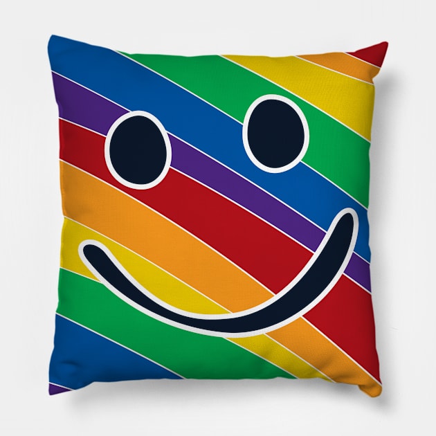 Rainbow Smiley Face Pillow by amyvanmeter