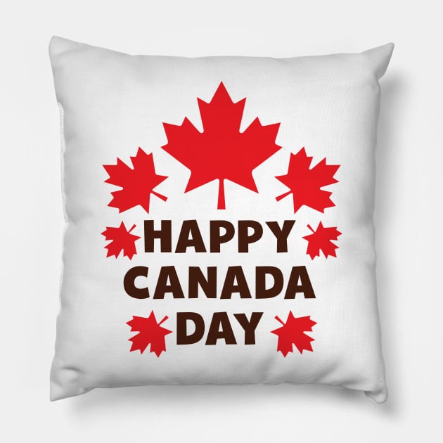 Happy Canada Day, Holiday, Maple Leaves, Red Pillow by Jelena Dunčević