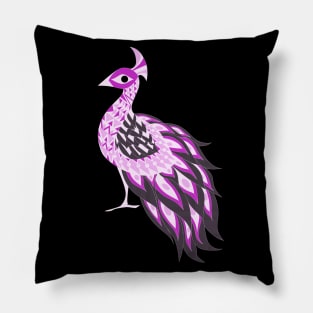 purple peacock bird with royal feathers ecopop Pillow