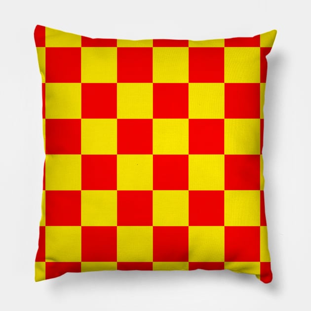 Checkerboard Square Seamless Pattern - Yellow & Red Pillow by DesignWood Atelier
