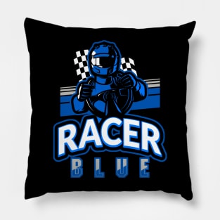 Racer Blue Retro Pillow