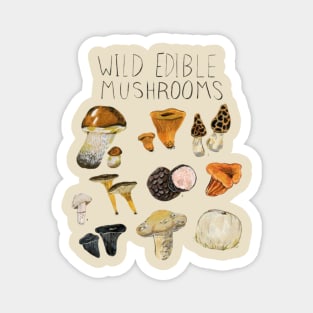 Wild Edible Mushrooms - Nature Art T-Shirt for Mushroom Hunters and Lovers Magnet