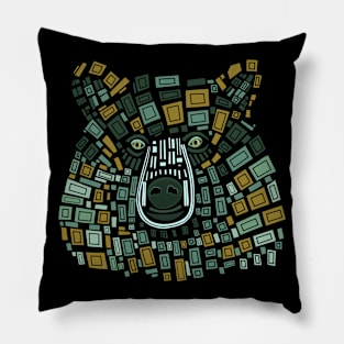 Abstract Mosaic Bear Face Pillow