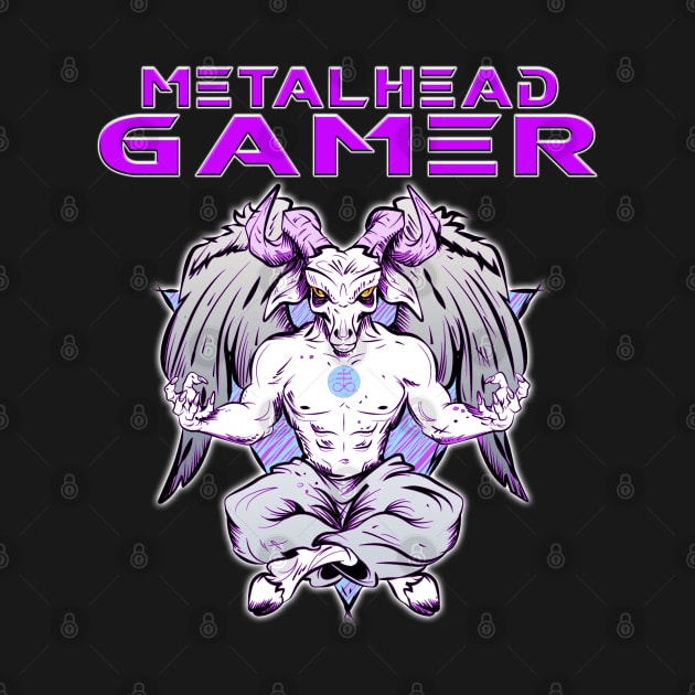 Metalhead Gamer Baphomet Meditate Purple by Shawnsonart