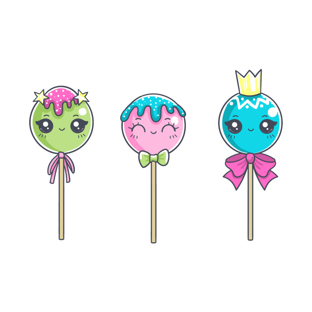 Three Adorable Kawaii Lollipops by CeeGunn