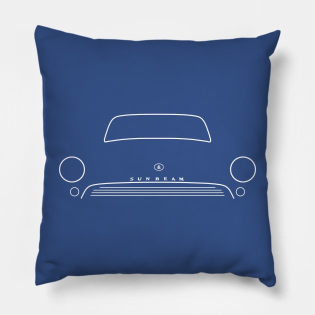 Sunbeam Alpine Series I-III classic 1960s British car white minimal outline graphic Pillow by soitwouldseem