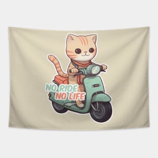 Kawaii cat riding scooter Tapestry