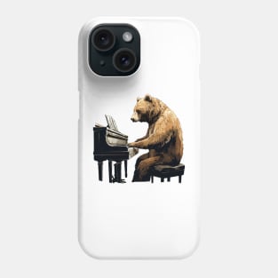 Grizzly Bear playing piano Phone Case