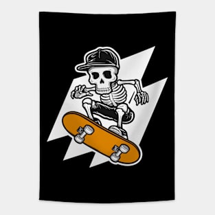 Skeleton Skull Skateboarder Skater Skating Tapestry