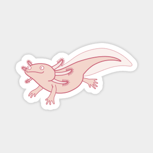 Axolotl Mexican Salamander Illustration in Pink Magnet