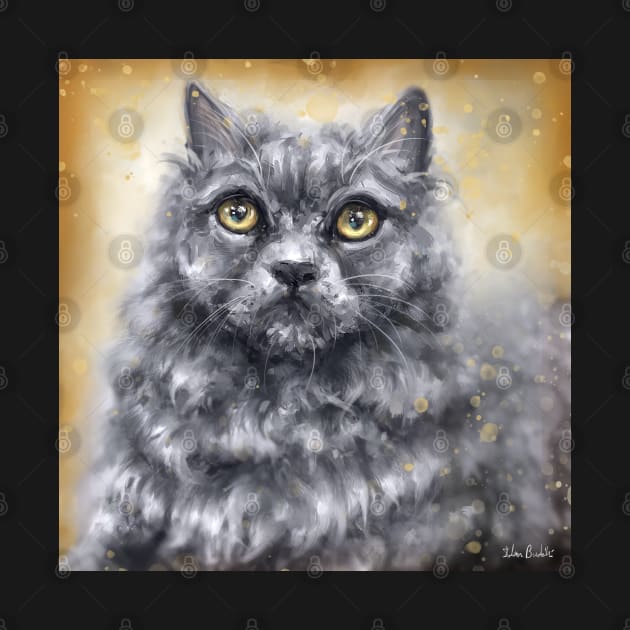 Painting of a Fluffy Blue Persian Cat by ibadishi