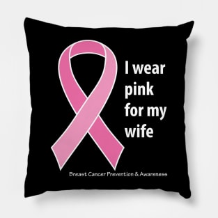 Breast cancer ribbon for wife, with white type Pillow