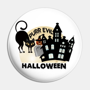 Purr Evil Halloween tee design birthday gift graphic Pin