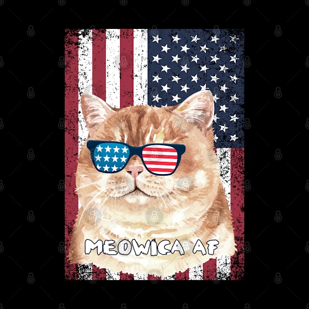 Patriotic Meowica AF Cat USA Distressed Flag Slim by LemoBoy