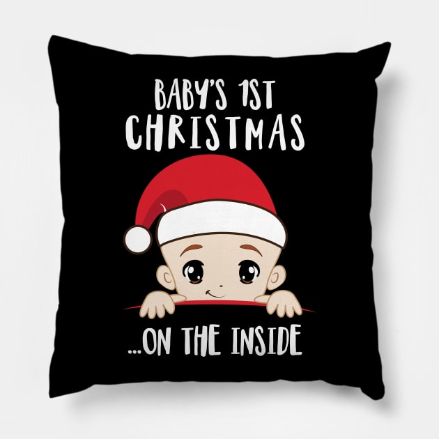 'Baby's 1st Christmas On The Inside' Christmas Pillow by ourwackyhome