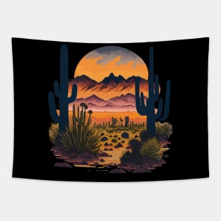 Cactus king of desert beautiful Sunset and Mountains Tapestry
