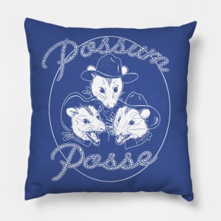 Possum Posse in denim blue Pillow