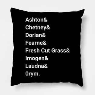 Bells Hells and Dorian (white text) Pillow