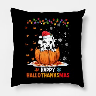 Dalmatian On Pumpkin Happy Hallothanksmas Pillow