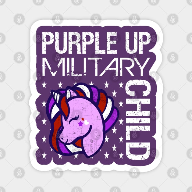 Awareness Month Purple Up Military Child Purple-Up Unicorn Magnet by alcoshirts