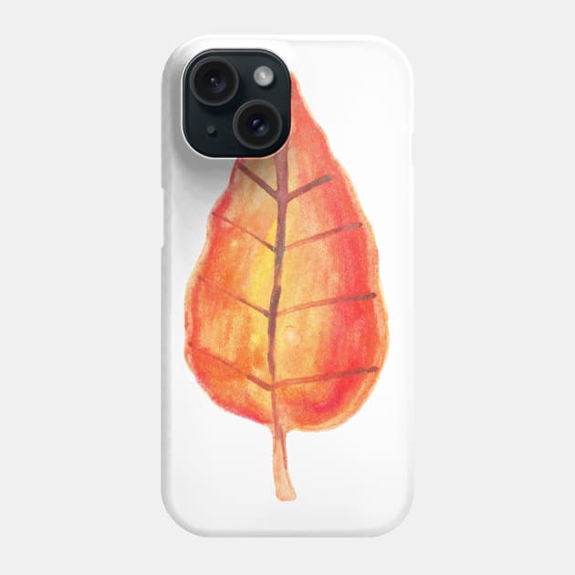 Orange Yellow Watercolor Leaf Phone Case by saradaboru