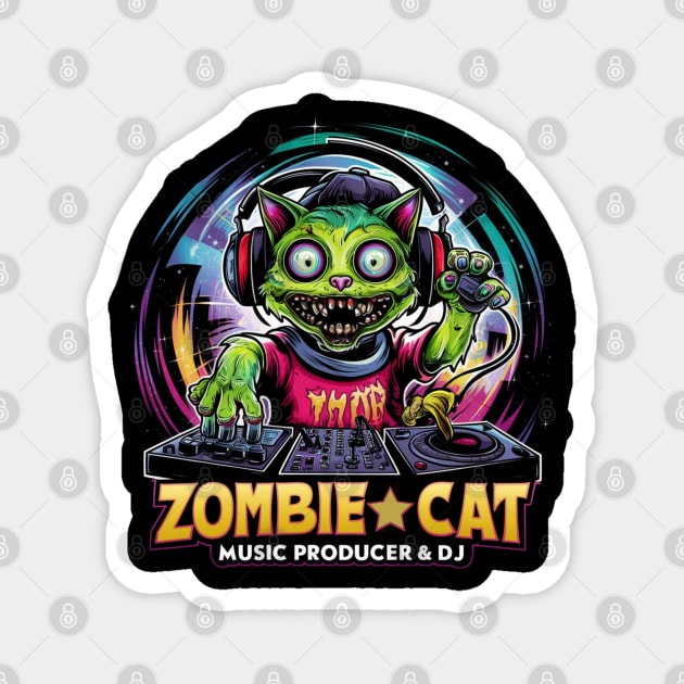 Zombie cat play DJ. Cat lovers. Dj lovers for Magnet by TRACHLUIM