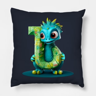 Cute Monster for Kids Alphabet Letter J Funny Back to School Pillow