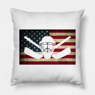 American Flag Hockey Goalie USA Ice Hockey Pillow