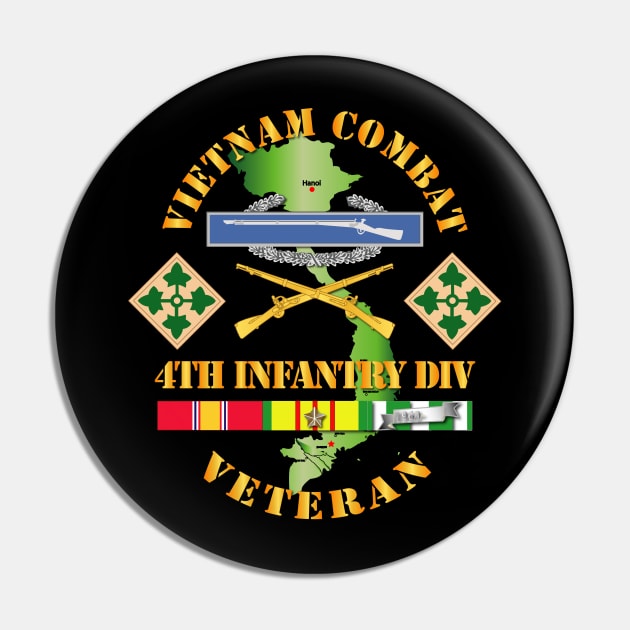 Vietnam Combat Infantry Veteran w 4th Inf Div SSI V1 Pin by twix123844