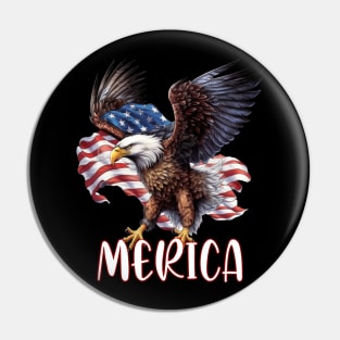 Merica Eagle American Flag USA Flag 4th of july Pin