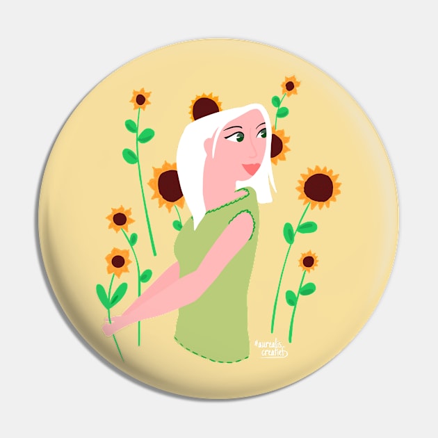 Sunflower girl Pin by Aurealis