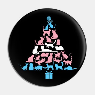 Merry Catmas, meowy catmas trans pride flag Pin