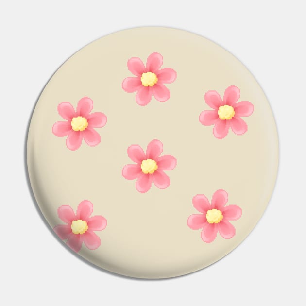 Pink Flowers Pixel Art Pin by christinegames