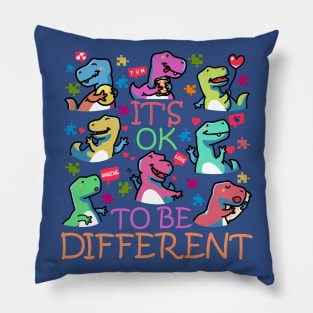 Autism Dino and Awareness for Autistic Spectrum T-rex Lover Pillow