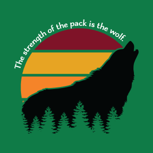 The Strength of the Pack is the Wolf Retro Sunset T-Shirt