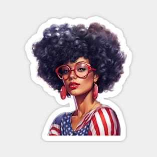 African American Woman USA Flag Magnet