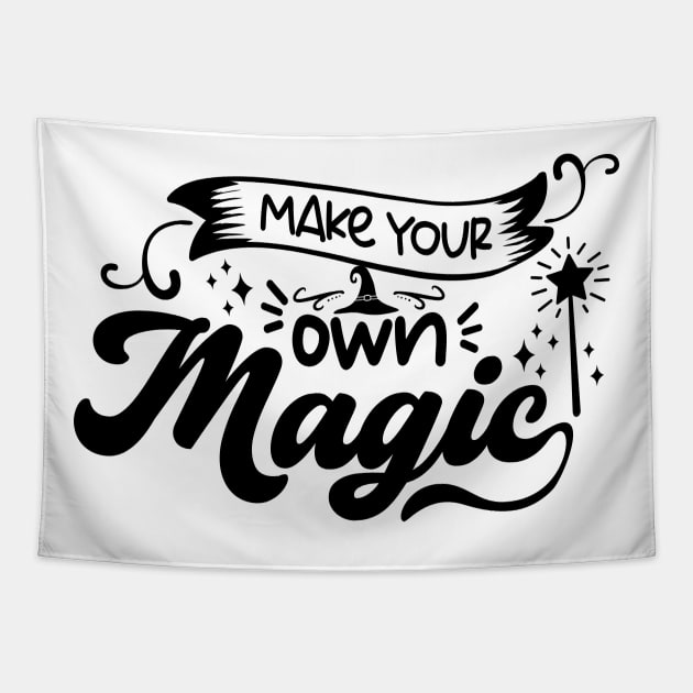 halloween make your own magic text art design Tapestry by MadeBYAhsan