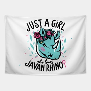 just a girl who loves Javan Rhino Tapestry