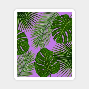 Palm Leaf and Monstera on Bright Purple Magnet