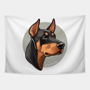 Doberman Pinscher Dobie Dog Breed Cursive Graphic Tapestry