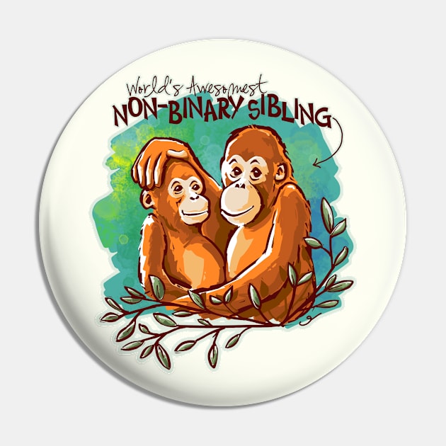 World's Awesomest Non-Binary Sibling Pin by ElephantShoe