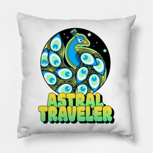 Trippy Peacock Astral Traveler Pillow