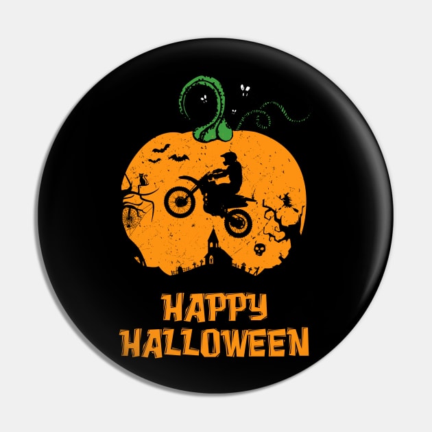 Halloween Motocross Dirt Bike Pumpkin Pin by Sleazoid