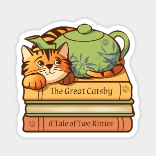 Cat Teapot Books Magnet