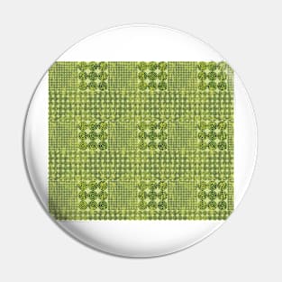 Green Moss Circles , squares , plaids Pin