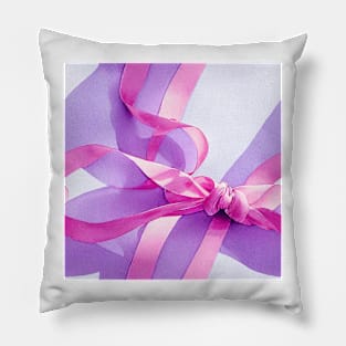 Watercolor purple bow purple ribbon Pillow